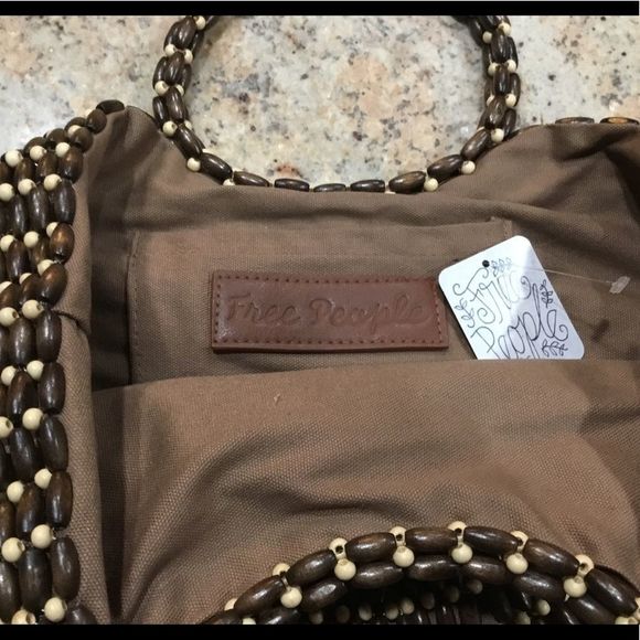 Free People All Wood Half Moon Beaded Lined Bag - Picture 6 of 7